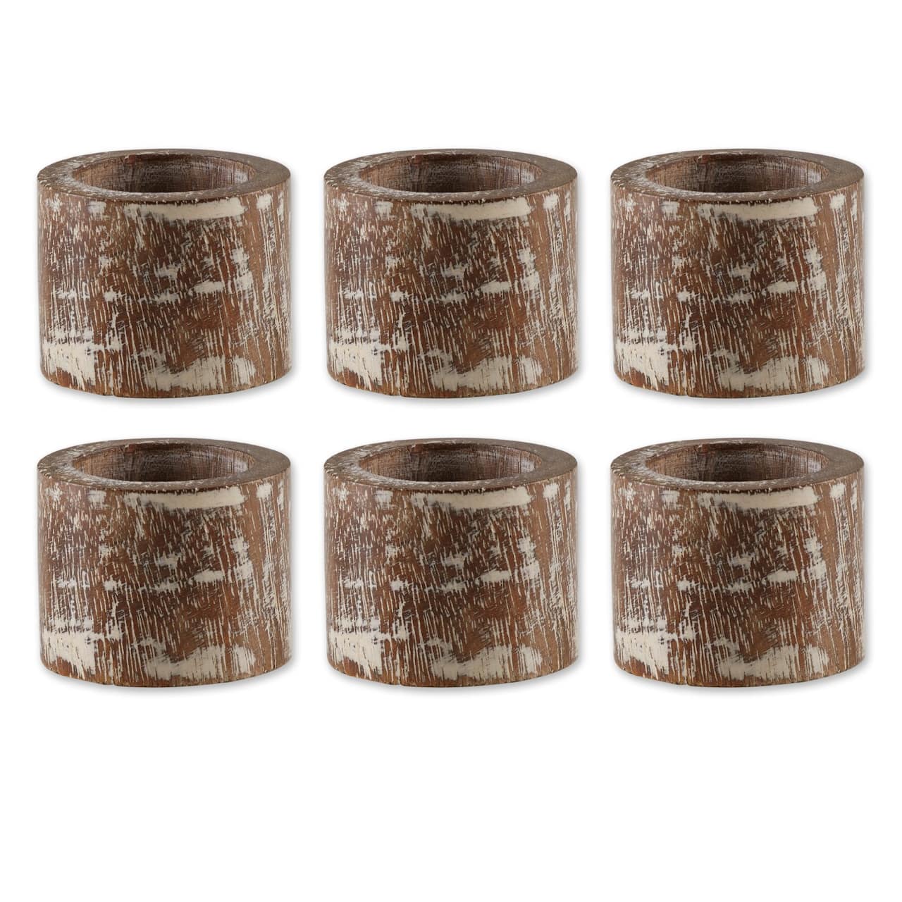 DII® Whitewashed Wood Band Napkin Rings, 6ct.